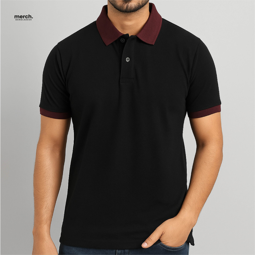 BLACK - Contrast Fashion Polo