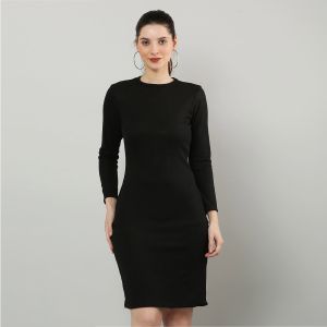 Bodycon Black Knee Length Dress