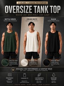 Green, Cream, Black - Oversize Tank Top Combo (3 pcs)