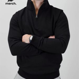 HALF ZIP SWEATSHIRT - BLACK