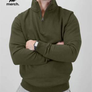 HALF ZIP SWEATSHIRT - OLIVE