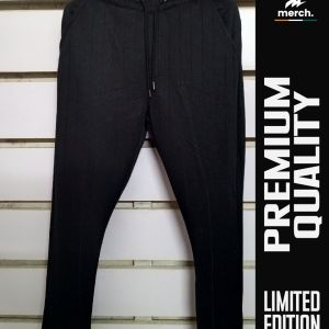 Mens Premium BLACK Stripe Texture Pant Cut Trouser