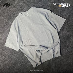 Waffle Knited Drop Shoulder T-shirt - Grey Melange