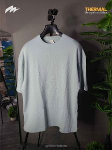 Waffle Knitted Drop Shoulder T-Shirt - Pista