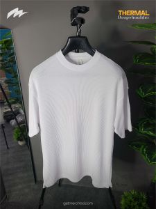 Waffle Knitted Drop Shoulder T-Shirt - White