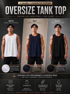 White, Navy, Black - Oversize Tank Top Combo (3 pcs)